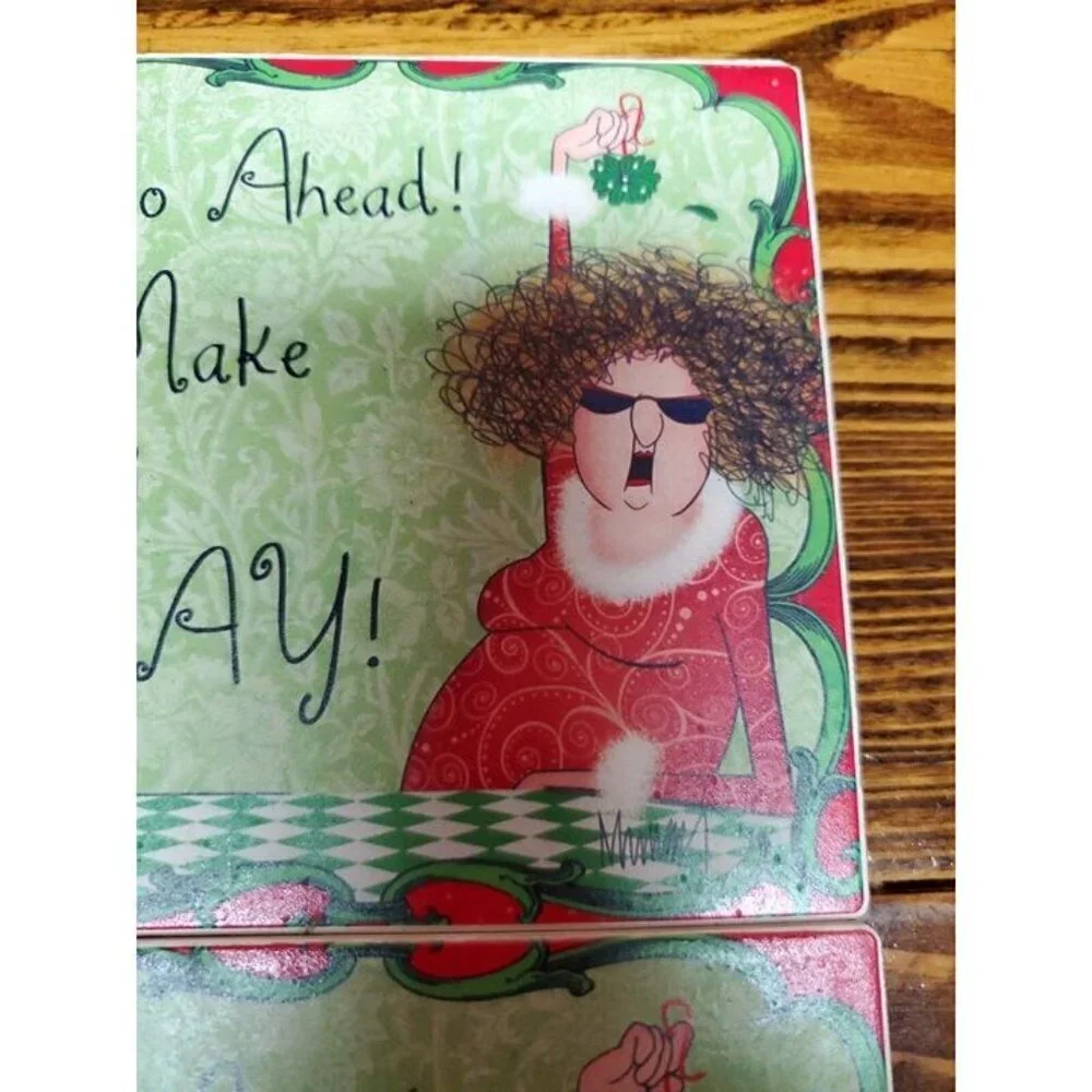 Christmas Coasters funny comic with mistletoe